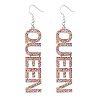 Bling Acrylic Word Queen Dangle Earrings GIPO-PW0001-017O-1