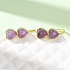 Valentine's Day Heart Natural Amethyst Stud Earrings EJEW-T053-01G-09-2