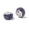 Polymer Clay Rhinestone European Large Hole Beads with Silver Color Plated Brass Cores FPDL-R002-07-3