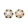 Brass Imitation Pearl Stud Earrings KK-D301-08G-2