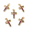 Cross Brass Micro Pave Colorful Cubic Zirconia Pendants X-KK-G419-29G-1