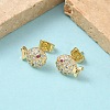 Fish Brass Micro Pave Clear Cubic Zirconia Stud Earrings EJEW-Z144-17G-2