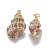 Electroplate Spiral Shell Pendants SSHEL-O019-14-2