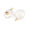 Brass Micro Pave Cubic Zirconia with Natural Pearl Pendants KK-Z146-07A-01-2