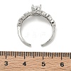 Brass Micro Pave Cubic Zirconia Cuff Open Rings RJEW-C163-25A-P-5