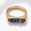 Rectangle Natural Lapis Lazuli Chips Finger Rings RJEW-D303-02G-03-5