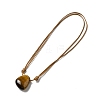 Natural Tiger Eye Triangle Pendant Necklace with Waxed Cord for Women NJEW-G093-01B-3