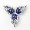 Eagle Claw Alloy Natural Lapis Lazuli Pendants G-L455-A17-1