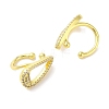 Brass Micro Pave Clear Cubic Zirconia Cuff Earrings for Women EJEW-I305-46G-2