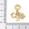 Rack Plating Brass Cubic Zirconia European Dangle Charms KK-P287-17G-3