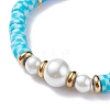 Handmade Polymer Clay Heishi Beads Stretch Bracelet BJEW-JB07453-9