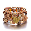 Boho Style Wood Beaded Stretch Bracelet Sets for Women WGE3C3B-17-1