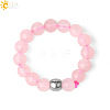 4MM Round Natural Rose Quartz Beaded Stretch Rings VM0712-6-1