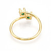 Brass Micro Pave Cubic Zirconia Cuff Rings for Women KK-T070-114-3