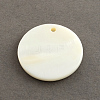 Flat Round Sea Shell Charms SSHEL-R025-6mm-1