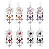 4 Pairs 4 Colors Woven Web/Net with Cross & Skull Synthetic Turquoise Dangle Earrings EJEW-JE05865-1