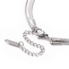 316 Stainless Steel Round Snake and Herringbone Chains Double Layer Necklace for Women Men NJEW-C025-01P-3