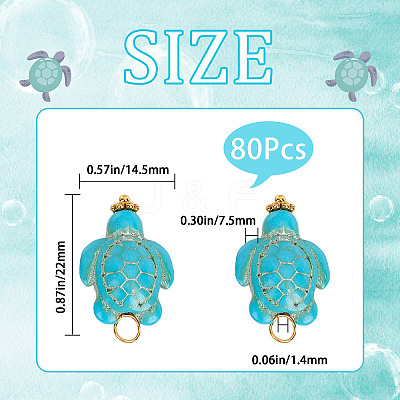 80Pcs Dyed Synthetic Turquoise Pendants FIND-SC0003-90-1