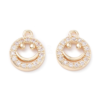 Rack Plating Brass Micro Pave Cubic Zirconia Charms ZIRC-C026-10LG-1