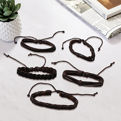 1Bag Mixed Styles Adjustable PU Leather Cord Braided Bracelets for Unisex BJEW-CL0001-47B-1