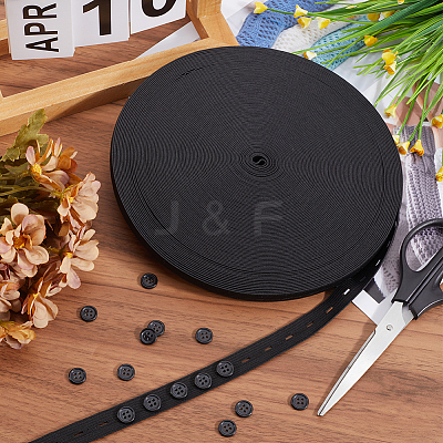20Pcs Resin Buttons with 30M Polypropylene & Polycotton Flat Elastic Cord DIY-GF0009-64A-1