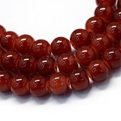 Baking Paint Imitation Jade Glass Round Bead Strands DGLA-Q021-8mm-11-1