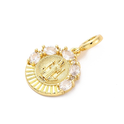 Brass Clear Cubic Zirconia European Dangle Pendants KK-D325-28G-03-1