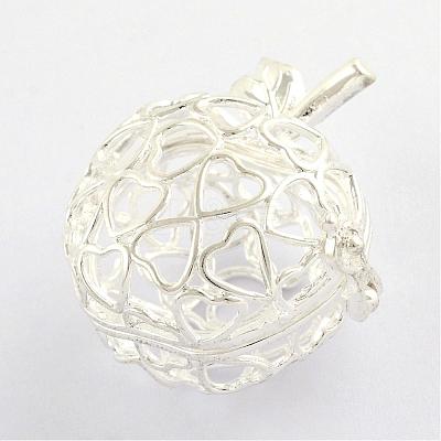 Rack Plating Brass Cage Pendants KK-Q402-12S-1