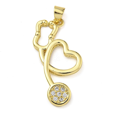 Rack Plating Brass Micro Pave Cubic Zirconia Pendants KK-Z063-40B-G-1