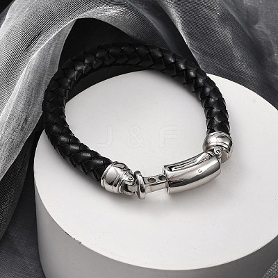 Leather Braided Cord Bracelets AJEW-Q003-01A-1