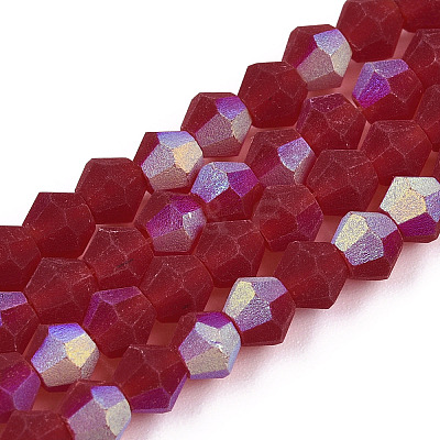 Imitate Austrian Crystal Bicone Frosted Glass Beads Strands GLAA-F029-TM4mm-A27-1