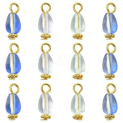 20Pcs 4 Style Glass Teardrop Pendants PALLOY-FS00072-1