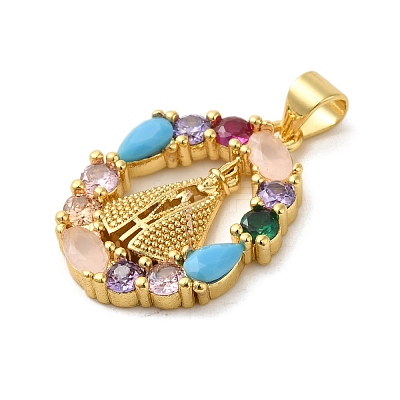 Rack Plating Brass Micro Pave Colorful Cubic Zirconia Pendants KK-G488-11G-1