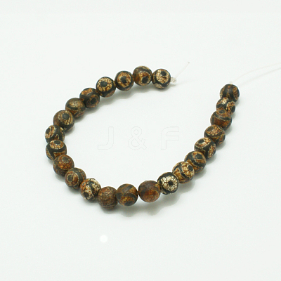 Tibetan Style 3-Eye dZi Beads G-K166-04-8mm-L2-1