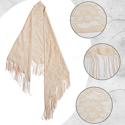 Lace Flower Detachable Polyester Shawl AJEW-WH20072-43A-1