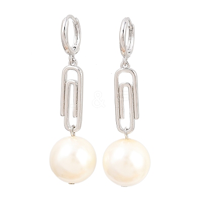 Paperclip with Round Brass Hoop Earrings EJEW-Z164-12P-1