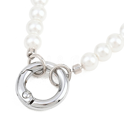 Brass & ABS Plastic Imitation Pearl Round Beaded Necklace Making KK-Z158-07P-01-1