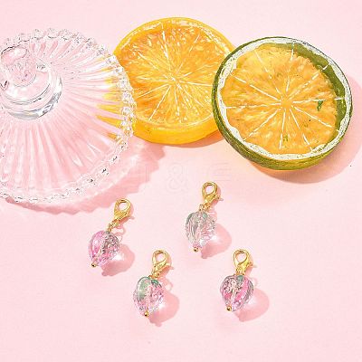 4Pcs Handmade Lampwork Strawberry Pendant Decorations HJEW-FS00041-03-1