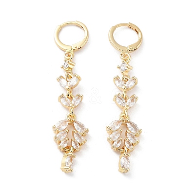 Rack Plating Golden Brass Dangle Leverback Earrings EJEW-A030-01H-G-1