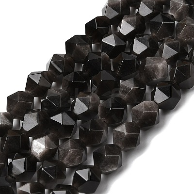 Natural Silver Obsidian Beads Strands G-Z119-A11-02-1