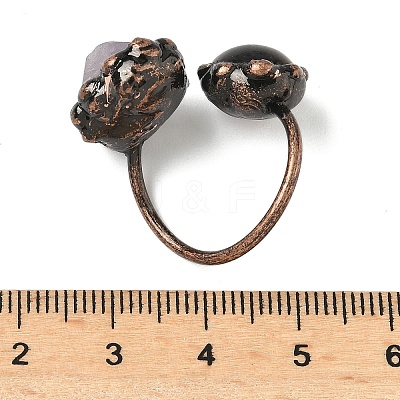 Natural Amethyst & Tiger Eye Rings RJEW-B122-04R-04-1
