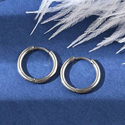 Tarnish Resistant 202 Stainless Steel Huggie Hoop Earrings EJEW-F111A-17mm-P-1