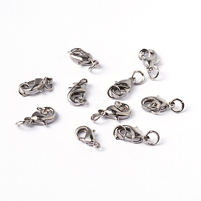 Brass Lobster Claw Clasps with Jump Rings EC901-NFLFP-1
