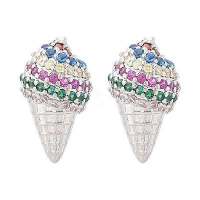 Brass Micro Pave Cubic Zirconia Stud Earrings EJEW-Q015-16P-1