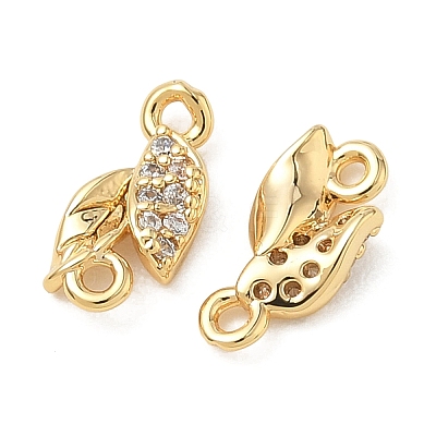 SHEGRACE Brass Micro Pave Clear Cubic Zirconia Connector Charms XGRQ3D518-509G-1