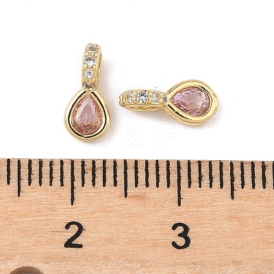 Brass Micro Pave Cubic Zirconia Charms KK-Q039-04C-G-1