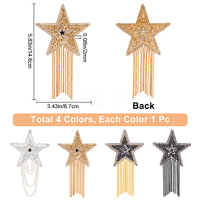 4 Pcs 4 Style Sparkling Rhinestone Iron on Patches DIY-GF0005-21-1
