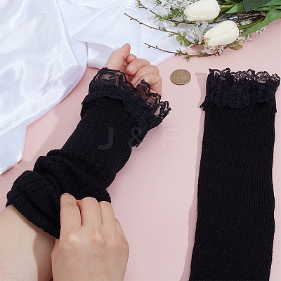 1 Pair Acrylic Fibers Long Mesh Lace Gloves AJEW-CN0006-67B-1