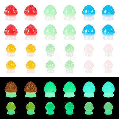30Pcs 2 Styles Luminous Resin Mushroom Ornament RESI-TA0004-04A-1