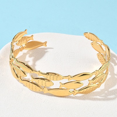 304 Stainless Steel Cuff Bangles BJEW-B158-04G-01-1